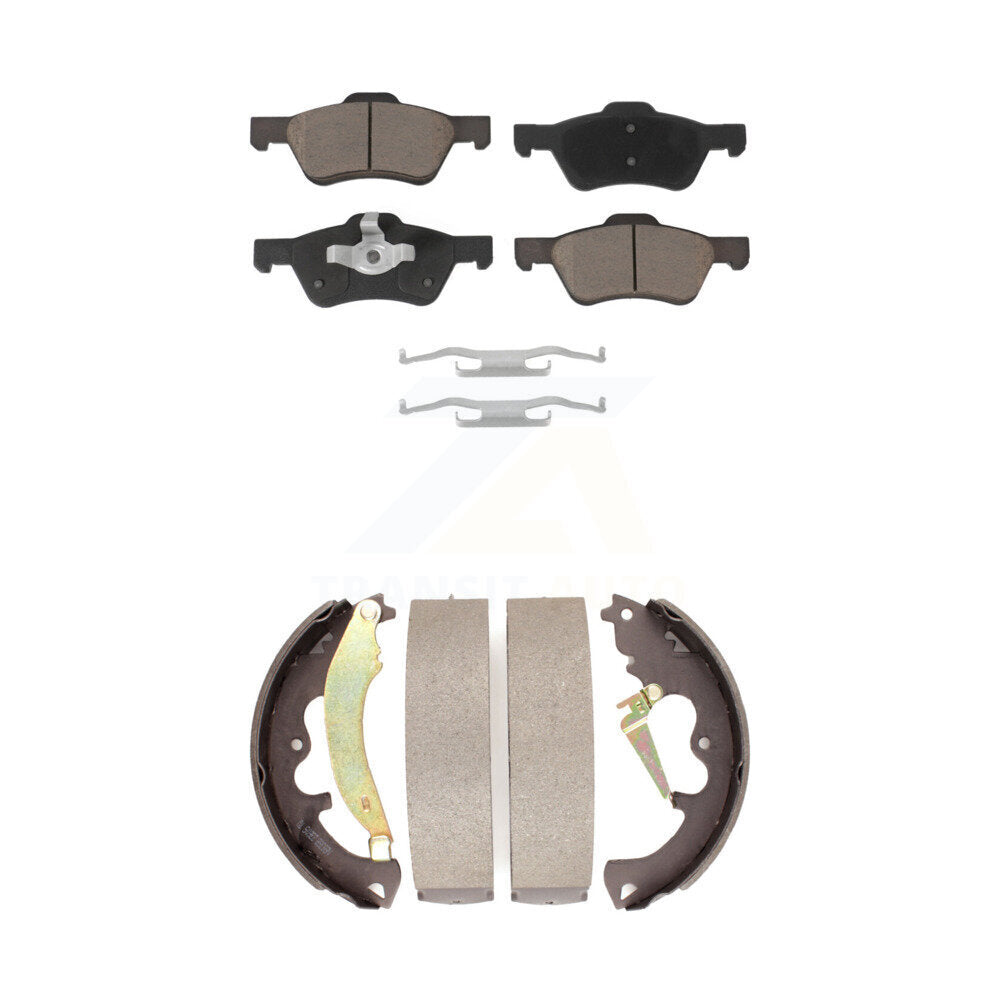 Front Rear Ceramic Brake Pads And Drum Shoes Kit For Ford Escape Mercury Mariner