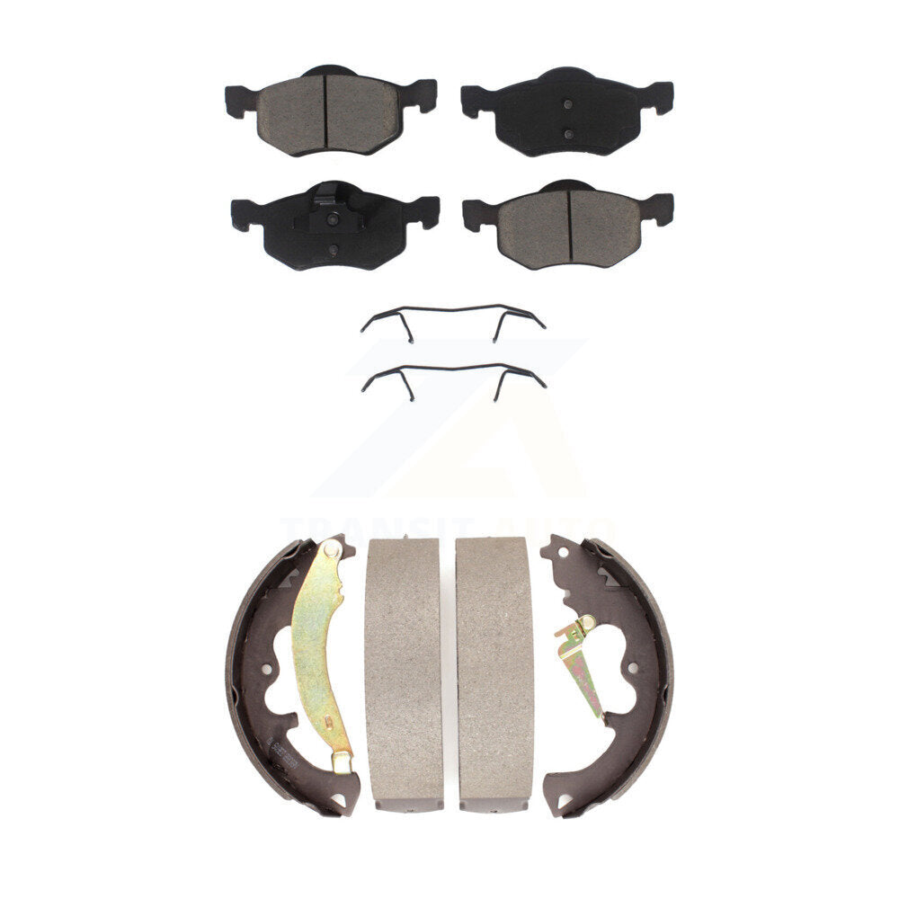 Front Rear Ceramic Brake Pads And Drum Shoes Kit For Ford Escape Mercury Mariner