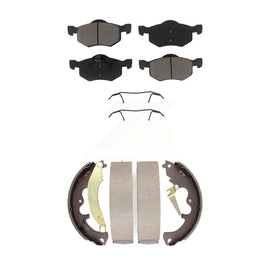 Front Rear Ceramic Brake Pads And Drum Shoes Kit For Ford Escape Mercury Mariner