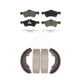 Front Rear Ceramic Brake Pads & Drum Shoes Kit For Dodge Chrysler Town Country