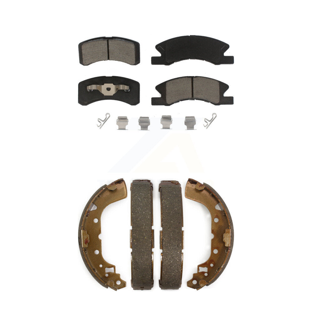 Front Rear Ceramic Brake Pads And Drum Shoes Kit For 2014-2015 Mitsubishi Mirage
