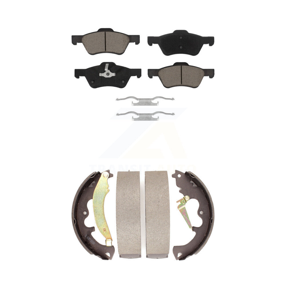 Front Rear Ceramic Brake Pads And Drum Shoes Kit For Ford Escape Mercury Mariner