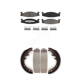 Front Rear Ceramic Brake Pads And Drum Shoe Kit For Ford F-150 Bronco E-150 Club