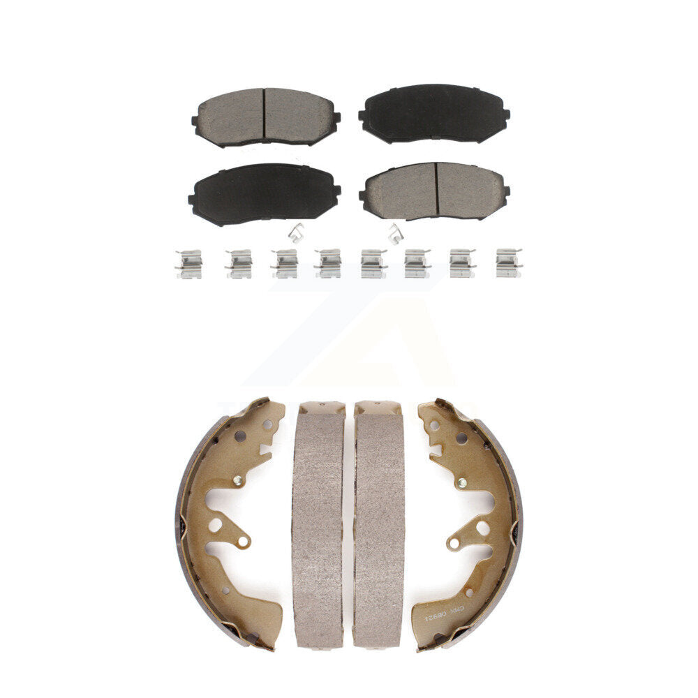 Front Rear Ceramic Brake Pads & Drum Shoes Kit For 2006-2008 Suzuki Grand Vitara