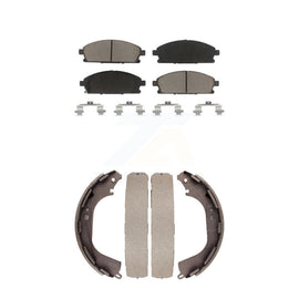 Front Rear Ceramic Brake Pads & Drum Shoe Kit For Nissan Pathfinder INFINITI QX4