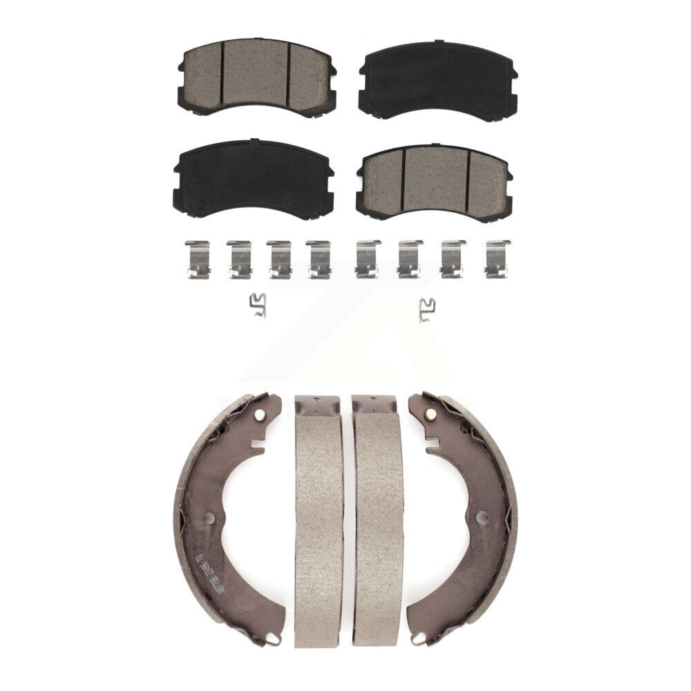 Front Rear Ceramic Brake Pads And Drum Shoes Kit For Mitsubishi Lancer