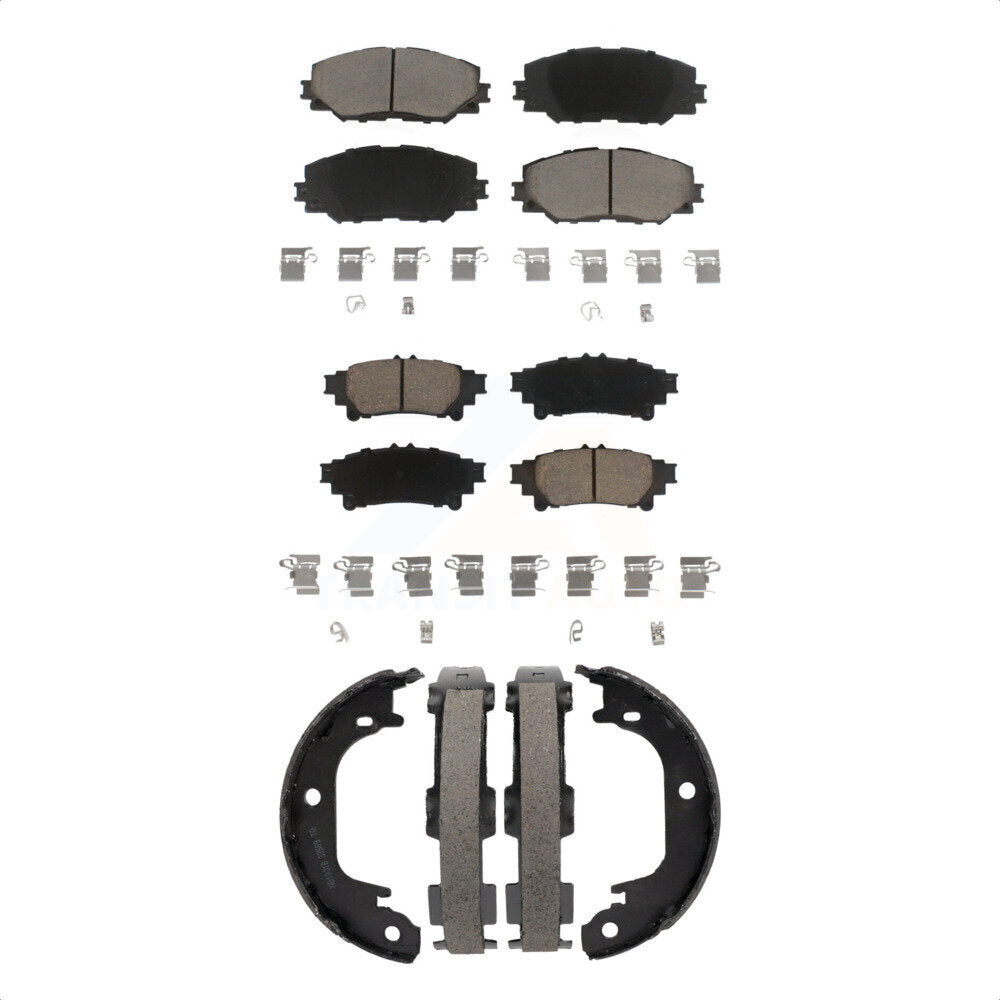 Front Rear Ceramic Brake Pads And Parking Shoes Kit For 2012-2017 Toyota Prius V