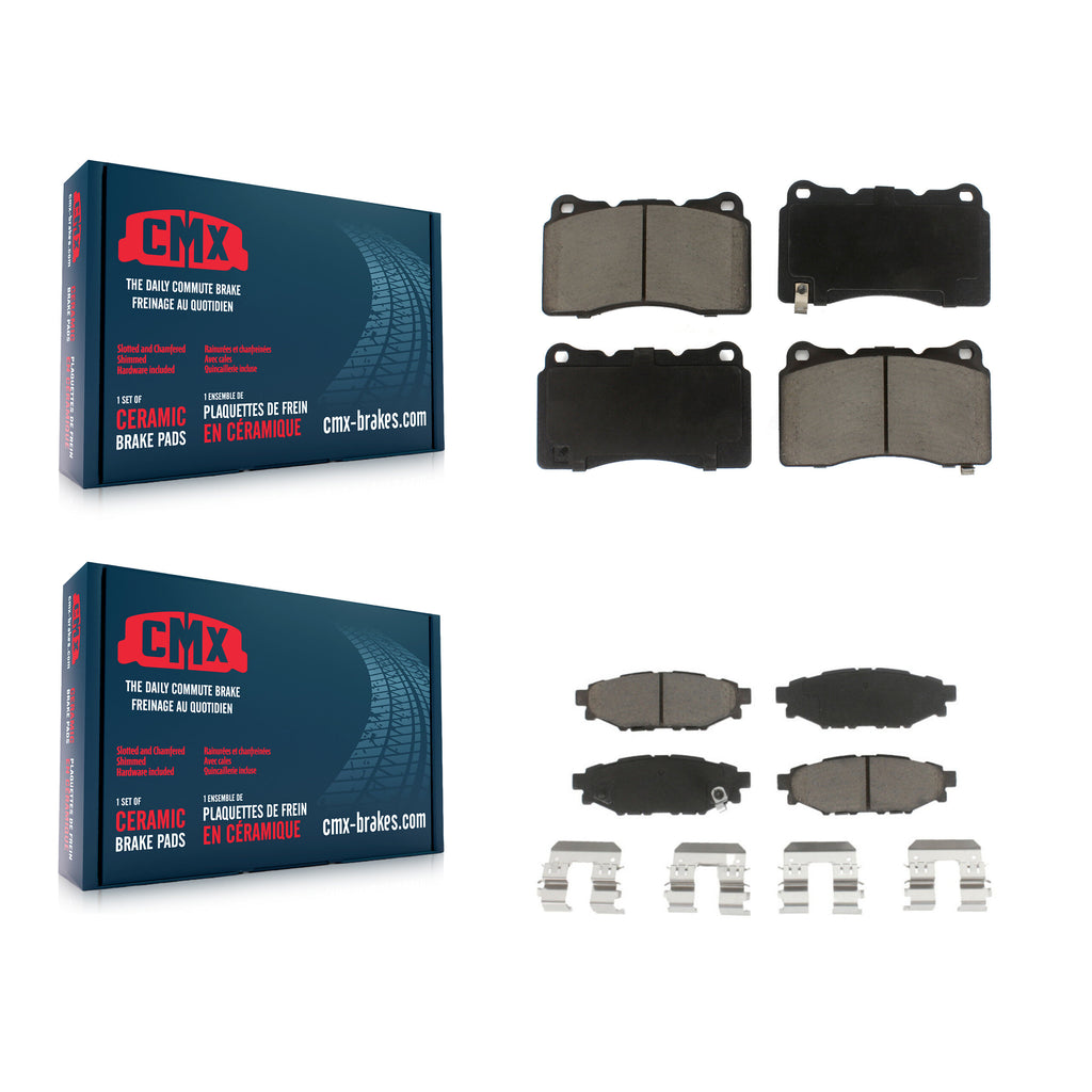 Front Rear Ceramic Brake Pads Kit For 2014 Subaru WRX With 15" Factory Wheels