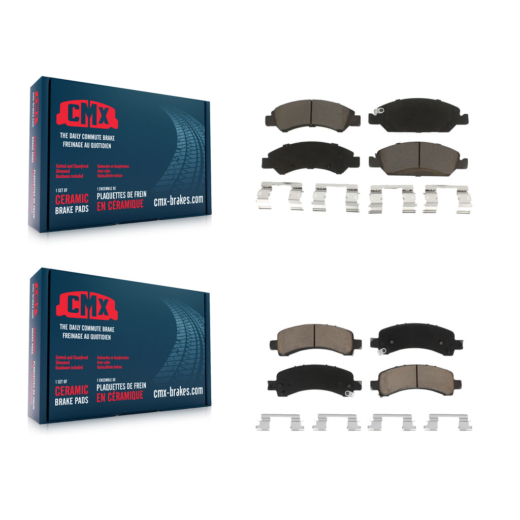 Front Rear Ceramic Brake Pad Kit For 2009-2014 Chevrolet Express 1500 GMC Savana