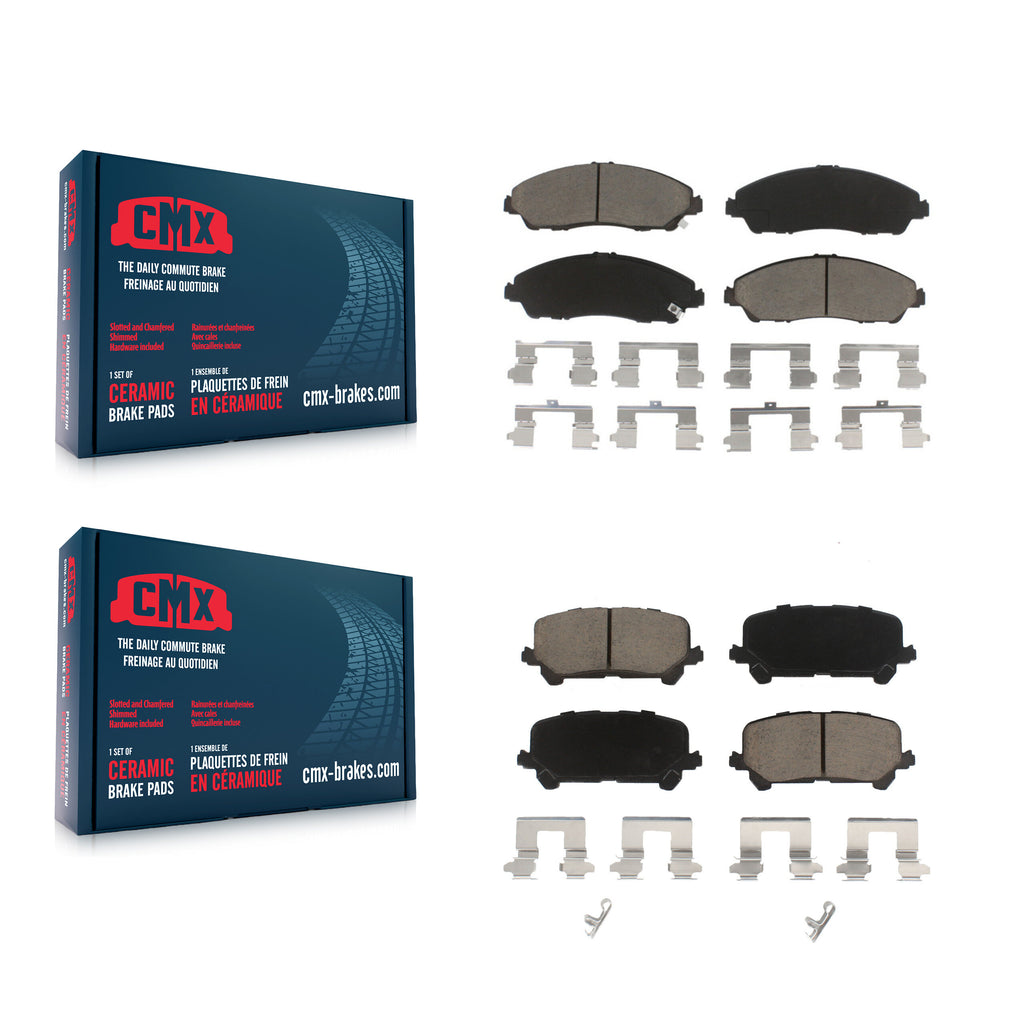 Front Rear Ceramic Brake Pads Kit For Honda Pilot Acura MDX Ridgeline