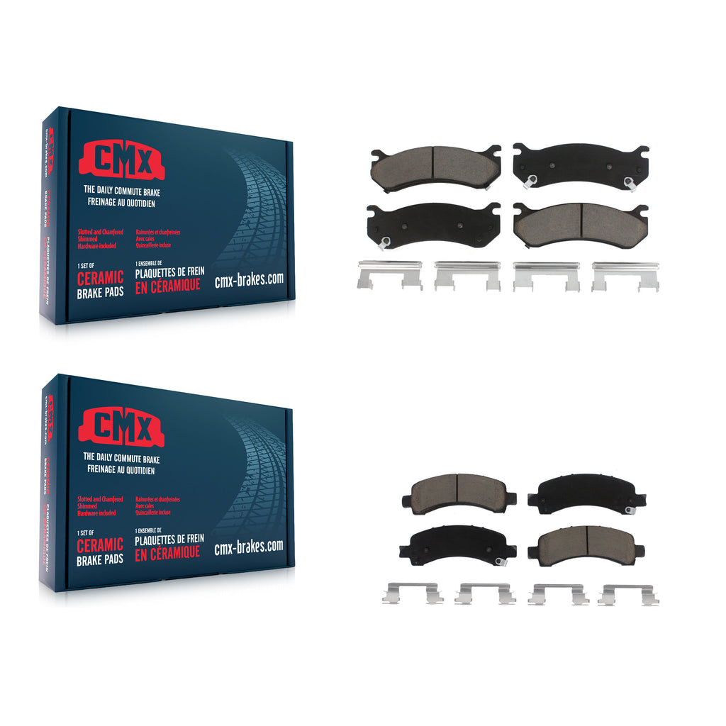 Front Rear Ceramic Brake Pad Kit For 2003-2005 Chevrolet Express 2500 GMC Savana