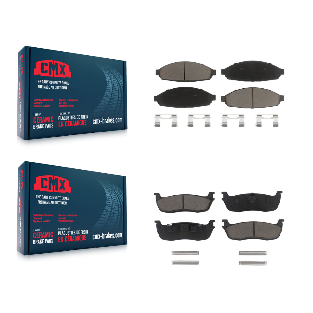 Front Rear Ceramic Brake Pads Kit For 2003-2010 Lincoln Town Car Limousine