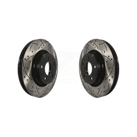 Front Coated Drilled Slotted Disc Brake Rotors Pair For Ford Mustang