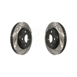 Front Coated Drilled Slotted Disc Brake Rotors Pair For Jeep Wrangler JK