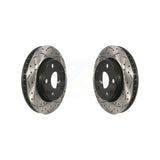 Front Coated Drilled Slotted Disc Brake Rotors Pair For Jeep Wrangler JK