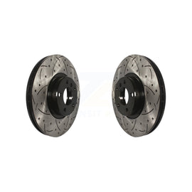 Front Coated Drilled Slotted Disc Brake Rotors Pair For BMW X5 X6