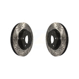 Front Coated Drilled Slotted Disc Brake Rotors Pair For Mazda 3 CX-3 Sport