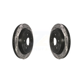 Rear Coated Drilled Slot Disc Brake Rotor Pair For Chevrolet Camaro Cadillac CTS