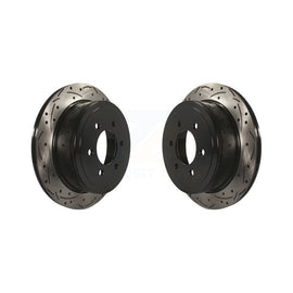 Rear Coated Drilled Slotted Disc Brake Rotor Pair For Ford F-150 Lincoln Mark LT