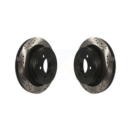 Rear Coated Drilled Slotted Disc Brake Rotors Pair For Ford F-150
