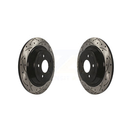 Rear Coated Drilled Slotted Disc Brake Rotors Pair For Ford Mustang