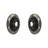 Rear Coated Drilled Slotted Disc Brake Rotors Pair For Ford Mustang