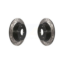Rear Coated Drill Slot Disc Brake Rotor Pair For Honda Accord HR-V Acura TSX ILX