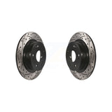 Rear Coated Drill Slot Disc Brake Rotor Pair For Honda Accord HR-V Acura TSX ILX