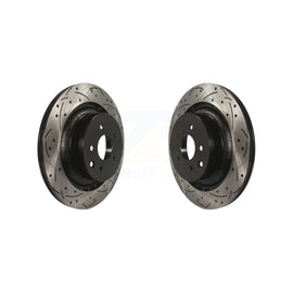 Rear Coated Drill Slot Disc Brake Rotors Pair For INFINITI G37 Nissan 370Z Q60 Z