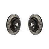 Rear Coated Drill Slot Disc Brake Rotors Pair For INFINITI G37 Nissan 370Z Q60 Z