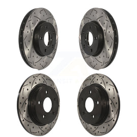 Front Rear Coated Drilled Slotted Disc Brake Rotors Kit For Ford Focus