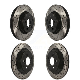 Front Rear Coated Drilled Slotted Disc Brake Rotors Kit For Ford Mustang