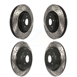 [Front+Rear] 2017 Lincoln MKX Continental Premium OE Drilled & Slotted Brake Rotor Kit For Max Performance Braking