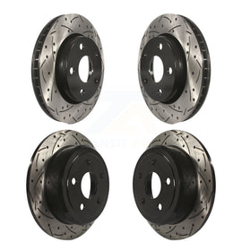 Front Rear Coated Drilled Slotted Disc Brake Rotors Kit For Jeep Wrangler JK