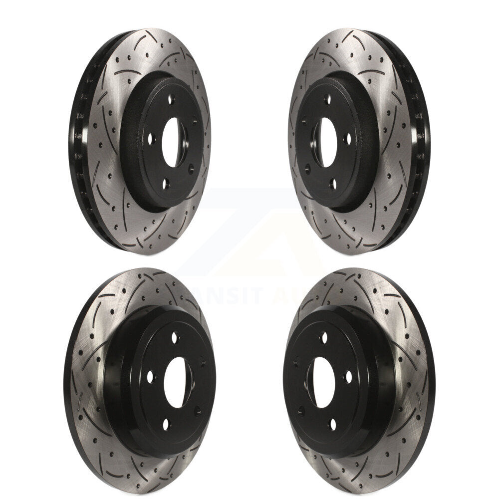 Front Rear Coated Drilled Slotted Disc Brake Rotors Kit For Dodge Durango