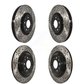 Front Rear Coated Drilled Slotted Disc Brake Rotors Kit For Jeep Cherokee