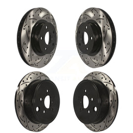 Front Rear Coated Drilled Slotted Disc Brake Rotors Kit For Subaru Impreza