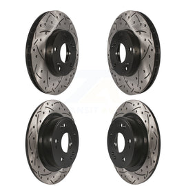 Front Rear Coated Drilled Slotted Disc Brake Rotors Kit For Honda Accord