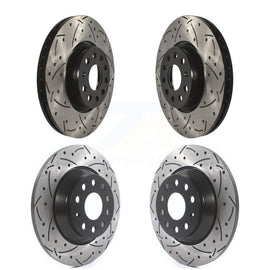 Front Rear Coated Drilled Slotted Disc Brake Rotors Kit For Audi Q3 Quattro TT