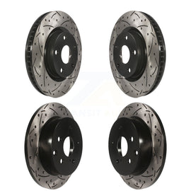Front Rear Coated Drilled Slotted Disc Brake Rotors Kit For Toyota RAV4