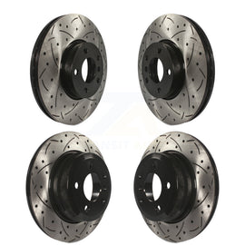 Front Rear Coated Drilled Slotted Disc Brake Rotors Kit For BMW X5 X6