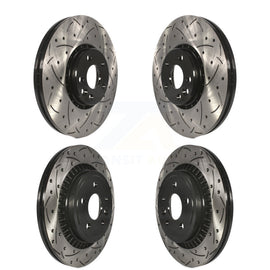 Front Rear Coated Drilled Slotted Disc Brake Rotors Kit For Volvo XC60