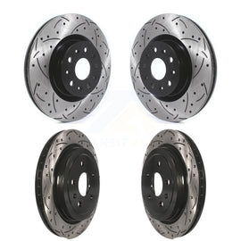Front Rear Coated Drilled Slotted Disc Brake Rotors Kit For Cadillac CTS
