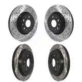 Front Rear Coated Drilled Slotted Disc Brake Rotors Kit For Cadillac CTS
