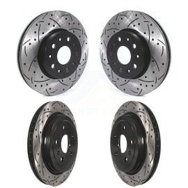 Front Rear Coated Drilled Slotted Disc Brake Rotors Kit For Cadillac CTS