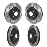 Front Rear Coated Drilled Slotted Disc Brake Rotors Kit For Cadillac CTS