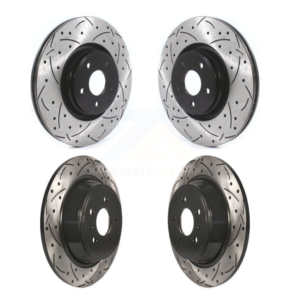 Front Rear Coated Drilled Slotted Disc Brake Rotors Kit For Lincoln MKC