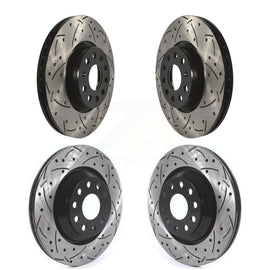 Front Rear Coated Drilled Slotted Disc Brake Rotors Kit For Volkswagen CC Passat