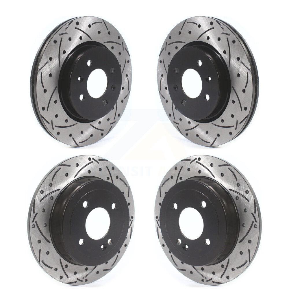 Front Rear Coated Drilled Slot Disc Brake Rotors Kit For Kia Rio Hyundai Accent