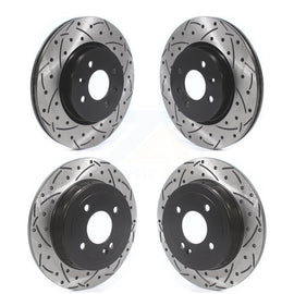 Front Rear Coated Drilled Slot Disc Brake Rotors Kit For Kia Rio Hyundai Accent